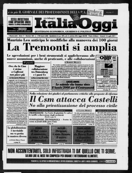 Italia oggi : quotidiano di economia finanza e politica